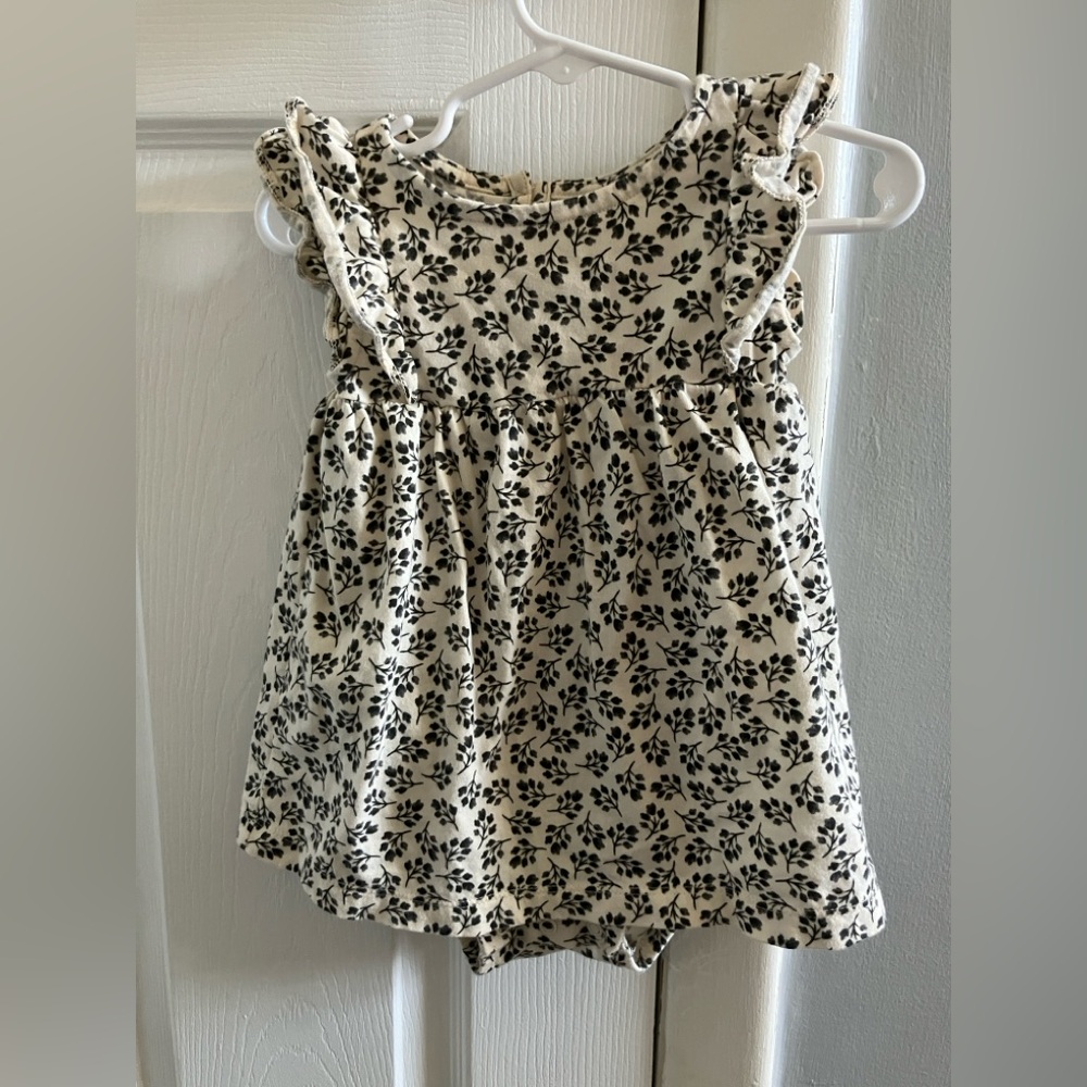 Carter's Cream and Black Baby Romper